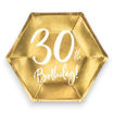 Picture of 30TH BIRTHDAY HEXAGON PAPER PLATES 20CM - 6 PACK